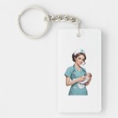 Nurse Holding Newborn - Gentle Care Medical Design Sleutelhanger (Voorkant)