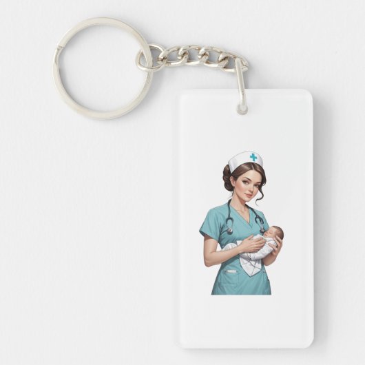 Nurse Holding Newborn - Gentle Care Medical Design Sleutelhanger (Voorkant)