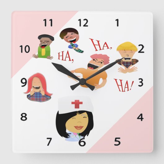 Nurse Humor Laughing Clinic Wall Clock Vierkante Klok (Voorkant)