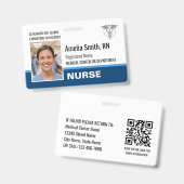 Nurse ID Badge Photo Logo Modern Blue RN Template (Voor- en achterkant)