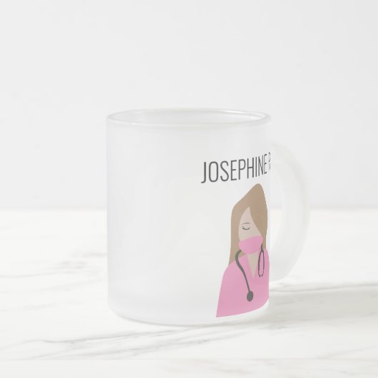 Nurse Illustration Roze scrubs Dank u Matglas Koffiemok (Voorkant rechts)