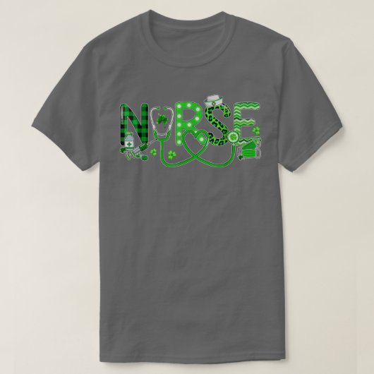 Nurse Irish Shamrock Stethoscope Pset Leopard Pat T-shirt (Design voorkant)