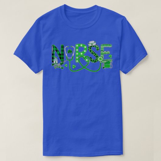 Nurse Irish Shamrock Stethoscope Pset Leopard Pat T-shirt (Design voorkant)