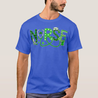 Nurse Irish Shamrock Stethoscope Pset Leopard Pat T-shirt