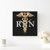 Nurse kaduceus Black and Gold Wall klok (Huis)
