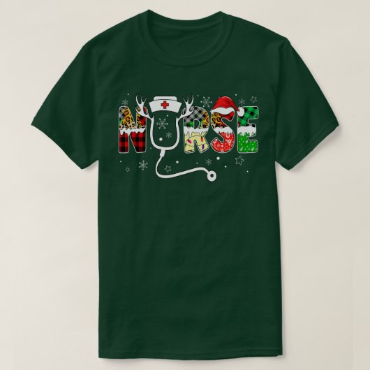 Nurse kerstbuffels met rode kerstkerstkerstkerstke t-shirt (Design voorkant)