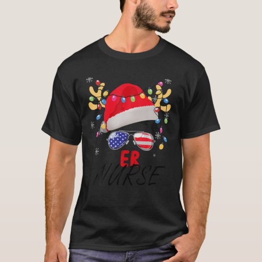NURSE Kerstmis kerstmis met Santa Messy Bun T-shirt (Voorkant)