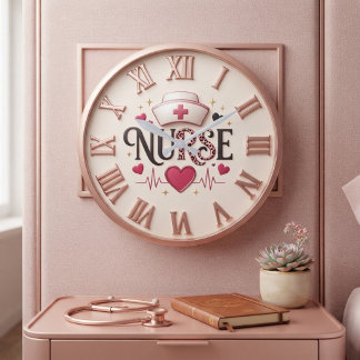Nurse Leopard Print Rose Gold EKG Medical Grote Klok