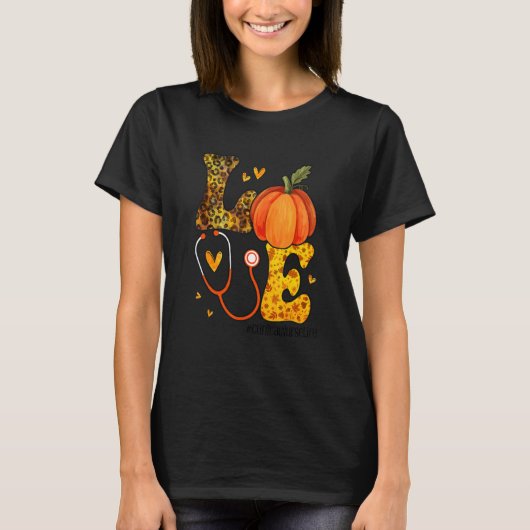 Nurse Leopard Pumpkin Thanksgiving Love Clinical N T-shirt (Voorkant)