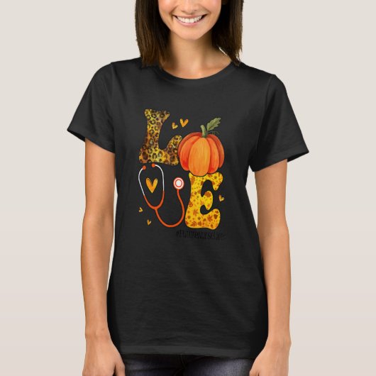 Nurse Leopard Pumpkin Thanksgiving Love Future Nur T-shirt (Voorkant)