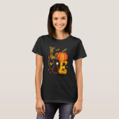 Nurse Leopard Pumpkin Thanksgiving Love Oncology N T-shirt (Voorkant volledig)