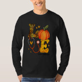 Nurse Leopard Pumpkin Thanksgiving Love Practical  T-shirt (Voorkant)