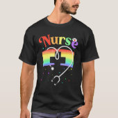 Nurse Lgbetq Gay Pride Rainbow Flag Registered Nur T-shirt (Voorkant)