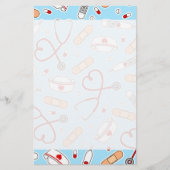 Nurse liefde Afdrukken Blauwe achtergrond Briefpapier (Voorkant)