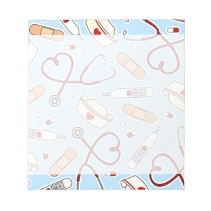 Nurse liefde Afdrukken Blauwe achtergrond Notitieblok