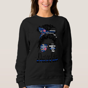 Nurse Life And Police Wife Mom Messy Bun Hair Trui
