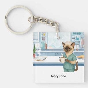Nurse Life Coffee First voor kattenliefhebbers Sleutelhanger