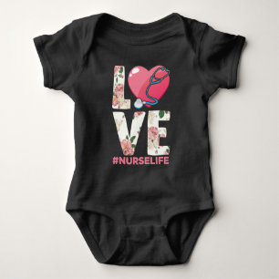 Nurse Life Flower Paramedic Stethoscope Heart Romper