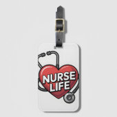 "Nurse Life" Grafisch ontwerp met hart Bagagelabel (Voorkant (verticaal))