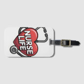 "Nurse Life" Grafisch ontwerp met hart Bagagelabel (Voorkant (horizontaal))