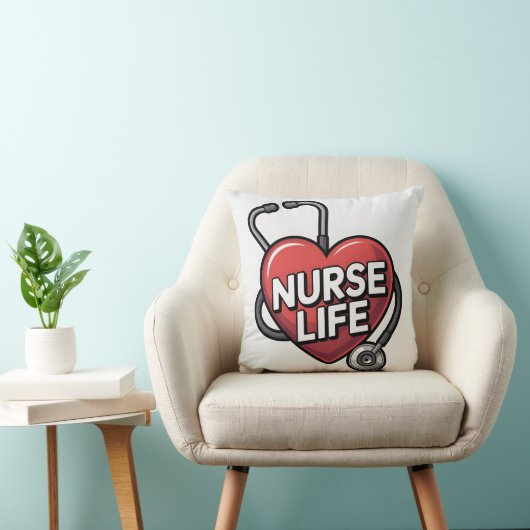 "Nurse Life" Grafisch ontwerp met hart Kussen (Stoel)