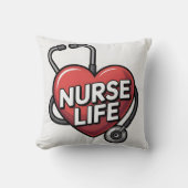 "Nurse Life" Grafisch ontwerp met hart Kussen (Voorkant)