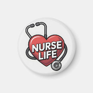 "Nurse Life" Grafisch ontwerp met hart Magneet