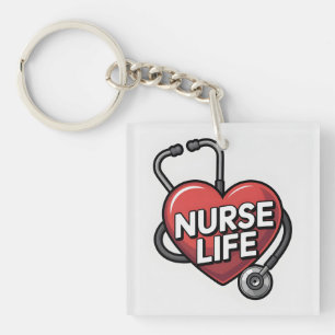 "Nurse Life" Grafisch ontwerp met hart Sleutelhanger
