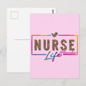 "Nurse Life" in elegante regenboogkleuren Briefkaart (Voorkant / Achterkant)