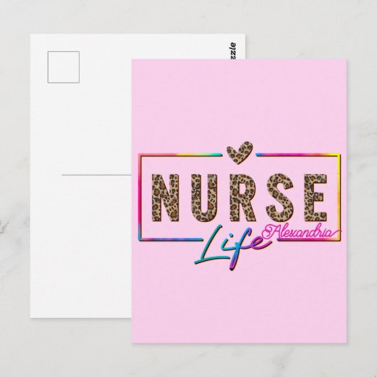 "Nurse Life" in elegante regenboogkleuren Briefkaart (Voorkant / Achterkant)