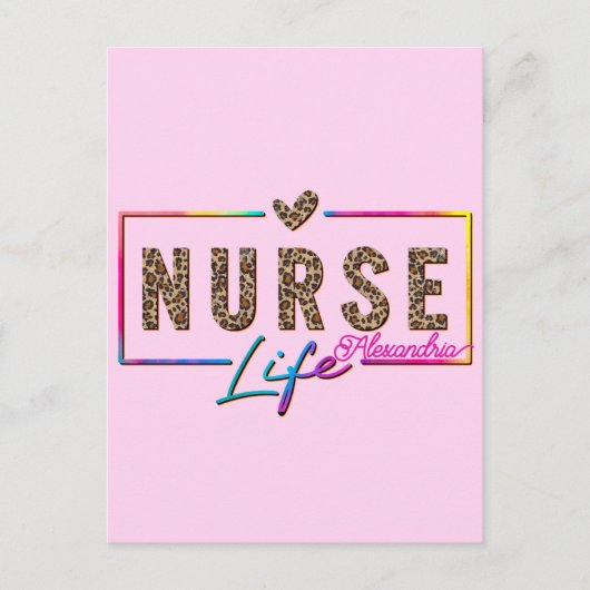 "Nurse Life" in elegante regenboogkleuren Briefkaart (Voorkant)