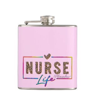 "Nurse Life" in elegante regenboogkleuren Heupfles