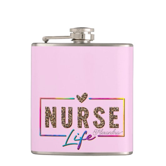 "Nurse Life" in elegante regenboogkleuren Heupfles (Voorkant)