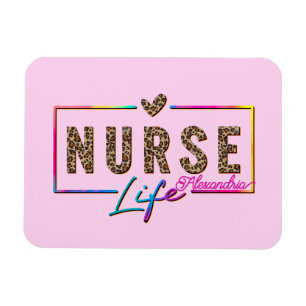 "Nurse Life" in elegante regenboogkleuren Magneet