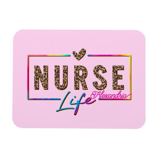 "Nurse Life" in elegante regenboogkleuren Magneet (Horizontaal)