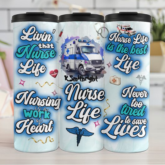 Nurse Life Inspirational Medical Collage Thermosbeker