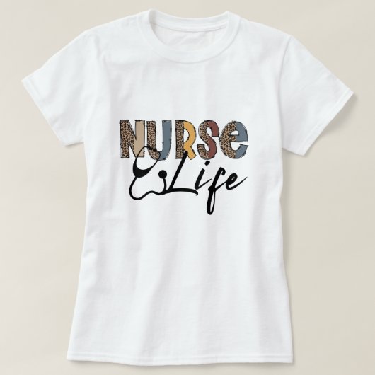 Nurse Life Leopard Print Gift T-shirt (Design voorkant)