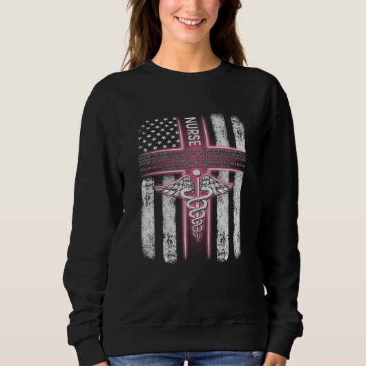 Nurse Life merch American Flag Nurse Give Me Stren Trui (Voorkant)