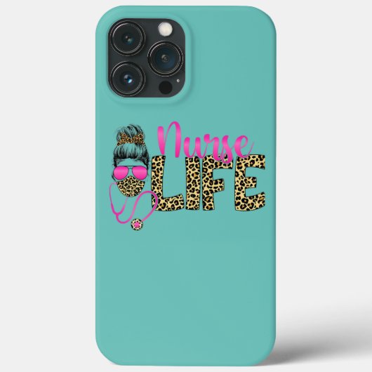 Nurse Life Messy Bun Hair Leopard Nurses Day Case-Mate iPhone Case (Achterkant)