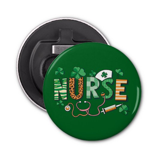 Nurse Life Nurse Day Cadeaus St Patrick's Day Button Flesopener (Voorkant)