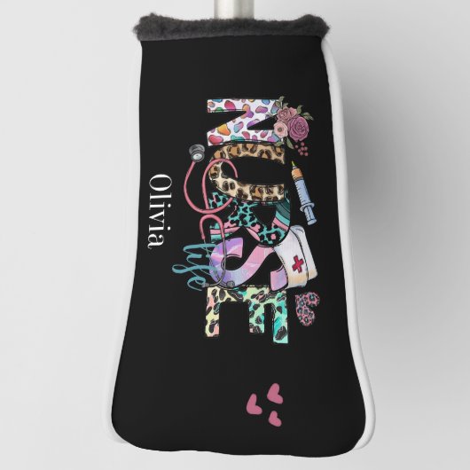 Nurse Life Retro Typografie Golfheadcover (Draai 90)