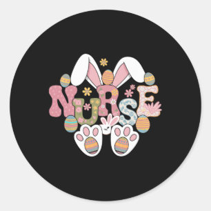 Nurse Life Stethoscoop Nursing Cute Easter Bunny E Ronde Sticker