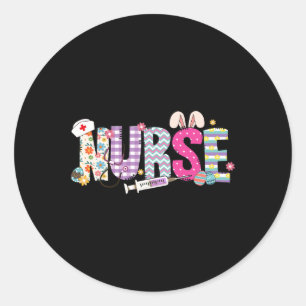 Nurse Life Stethoscoop Nursing Cute Easter Bunny E Ronde Sticker