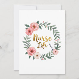 Nurse Life - Waterverf Bloemen Medisch Thema Feestdagenkaart