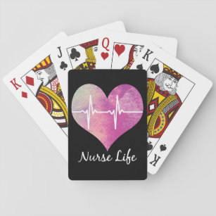 Nurse Life - Waterverf Heart EKG Pokerkaarten