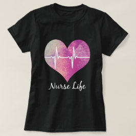 Nurse Life - Waterverf Heart EKG T-shirt