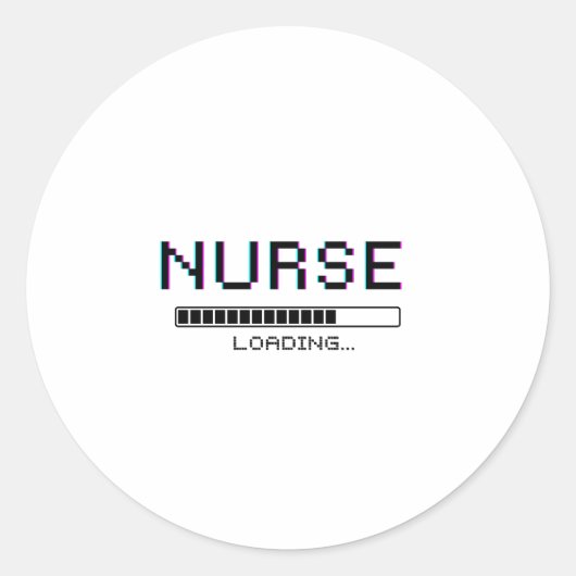 Nurse Loading Glitch Pixel Art Design Ronde Sticker (Voorkant)