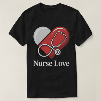Nurse Love Heartbeat Stethoscope Tee T-shirt