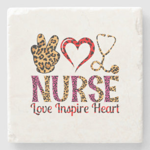 Nurse Love Inspire Heart -Motivatie Nurse (2) Stenen Onderzetter