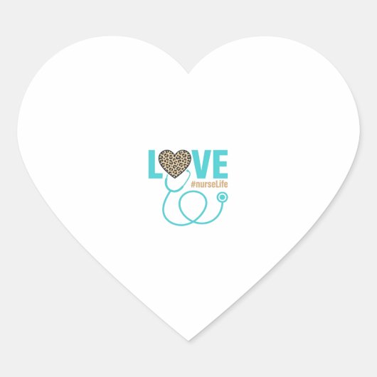 Nurse Love Leopard Stethoscope Vector Design_1 Hart Sticker (Voorkant)